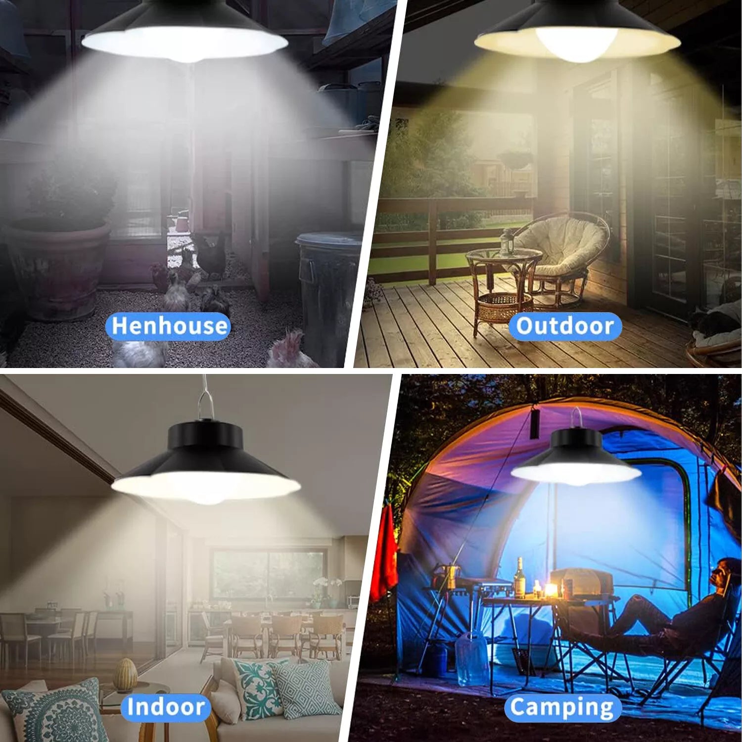 LED Solar Pendant Light with Remote & Timer – 3 Color Modes, Waterproof