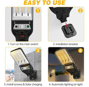 Solar Street Wall Light PIR Motion Sensor Outdoor Garden Lamp Warm White