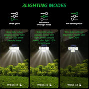 333 LED Solar Motion Sensor Light Outdoor Waterproof Security Lamp - Black