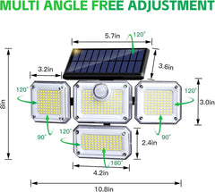 333 LED Solar Motion Sensor Light Outdoor Waterproof Security Lamp - Black