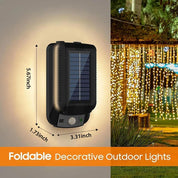 Foldable Solar Motion Sensor Wall Light Waterproof Outdoor Garden Lamp
