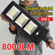 Claoner Black Outdoor Solar Street Light 8000LM Motion Sensor LED