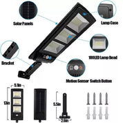 Claoner Black Outdoor Solar Street Light 8000LM Motion Sensor LED