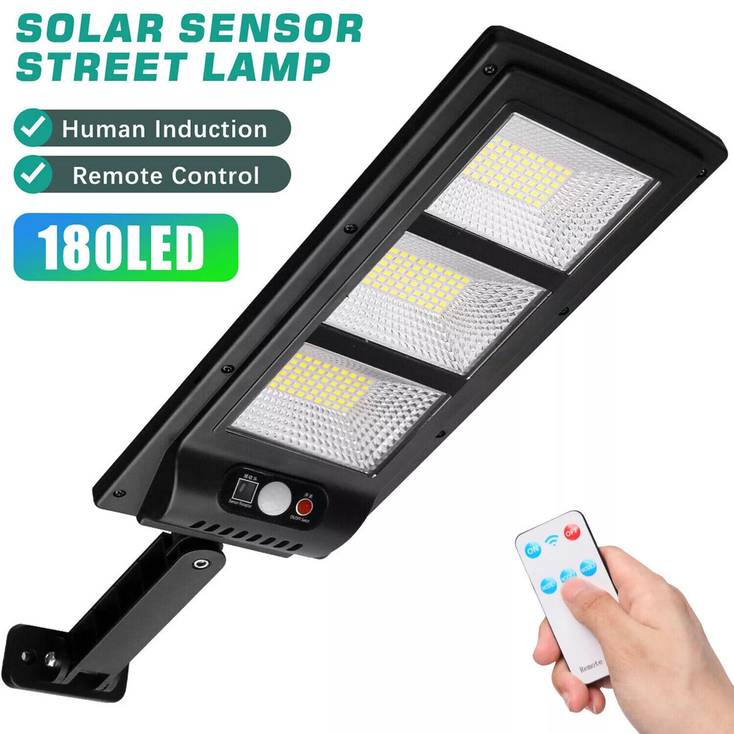 Claoner Black Outdoor Solar Street Light 8000LM Motion Sensor LED
