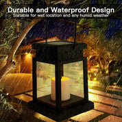 Waterproof Black LED Solar Hanging Lantern Light for Outdoor Garden