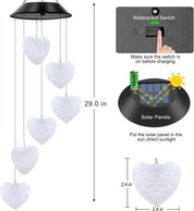 Solar Powered Heart LED Colour Changing Wind Chimes Outdoor Garden Decor