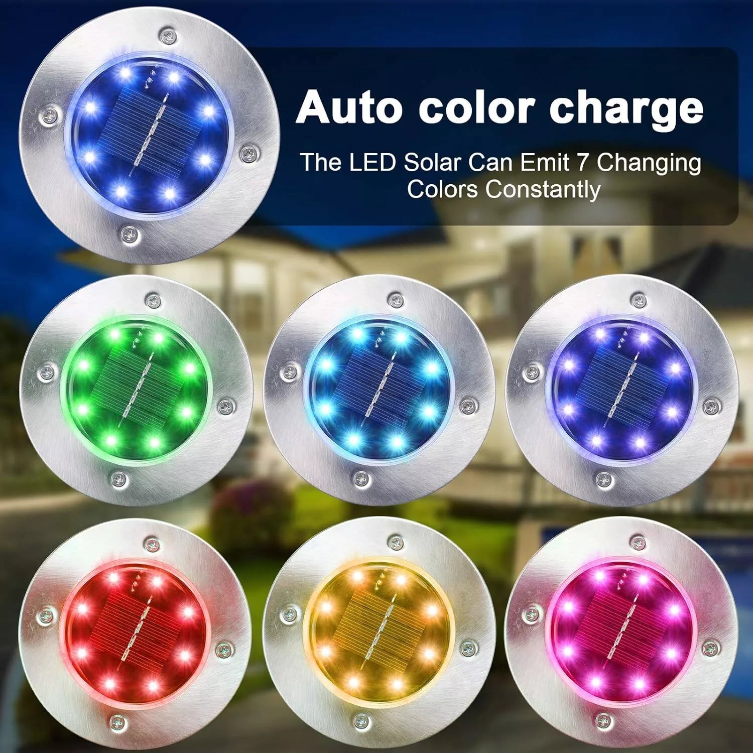 LED Solar Ground Lights Silver – Waterproof Outdoor Garden Pathway Lamps