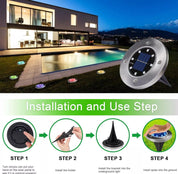LED Solar Ground Lights Silver – Waterproof Outdoor Garden Pathway Lamps