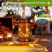 Hummingbird Brown Metal Solar Lantern LED Outdoor Hanging Light