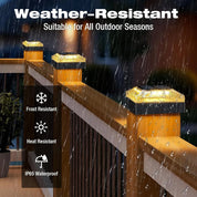 4x4'' Black Solar Post Cap Lights Outdoor Dimmable LED Fence Lamp