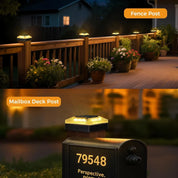 4x4'' Black Solar Post Cap Lights Outdoor Dimmable LED Fence Lamp