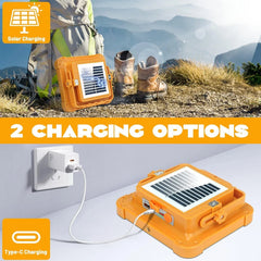 3000W Rechargeable LED Solar Work Light 10000LM Yellow Portable Floodlight