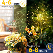 Solar Firework Garden Lights Starburst Stake Warm White Outdoor Decor