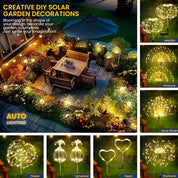 Solar Firework Garden Lights Starburst Stake Warm White Outdoor Decor