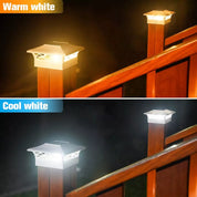 Outdoor Solar LED Deck Post Lights Warm & Cool White Waterproof