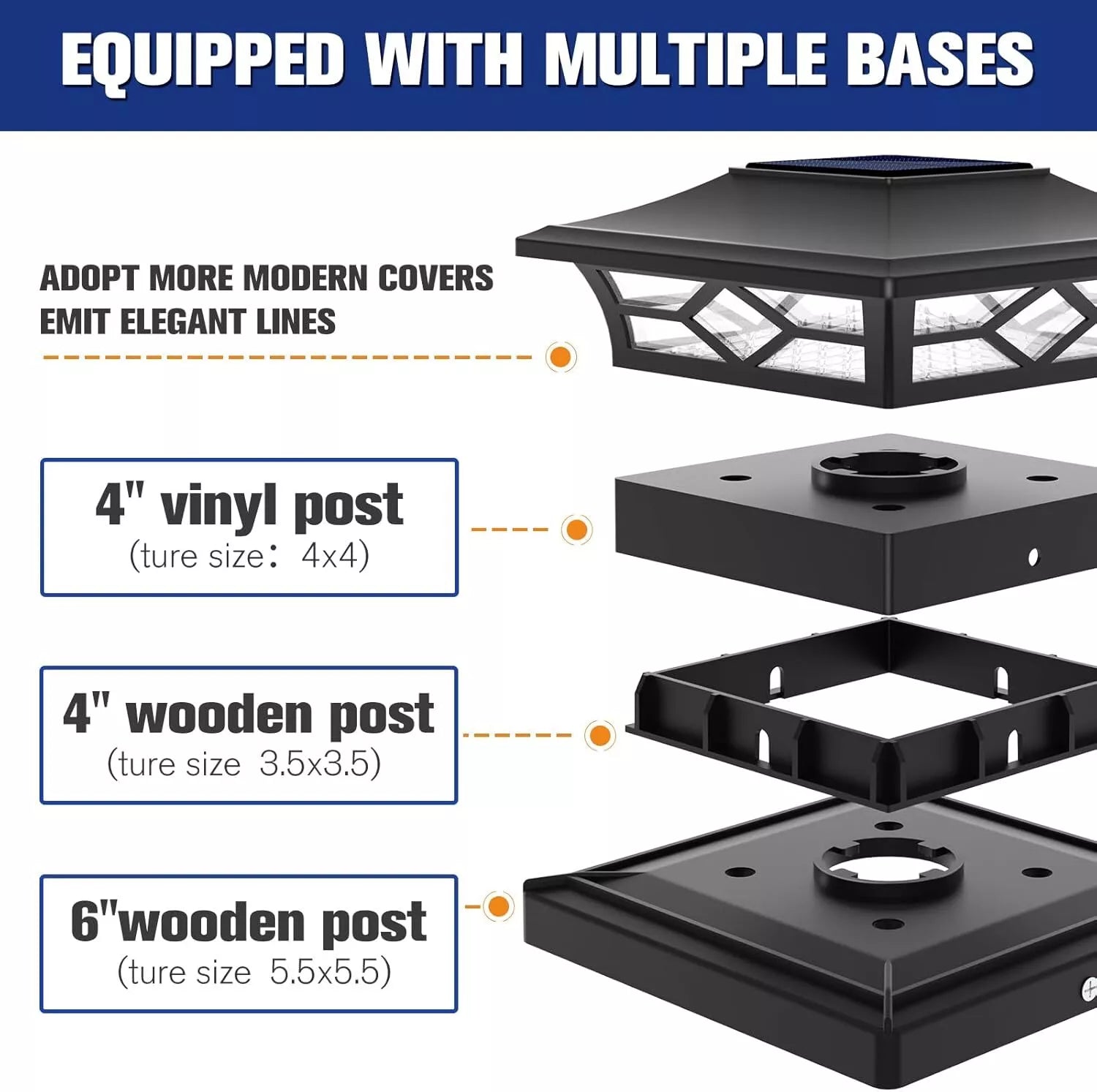 Outdoor Solar LED Deck Post Lights Warm & Cool White Waterproof