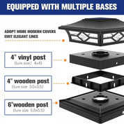 Outdoor Solar LED Deck Post Lights Warm & Cool White Waterproof