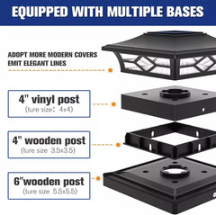 Outdoor Solar LED Deck Post Lights Warm & Cool White Waterproof