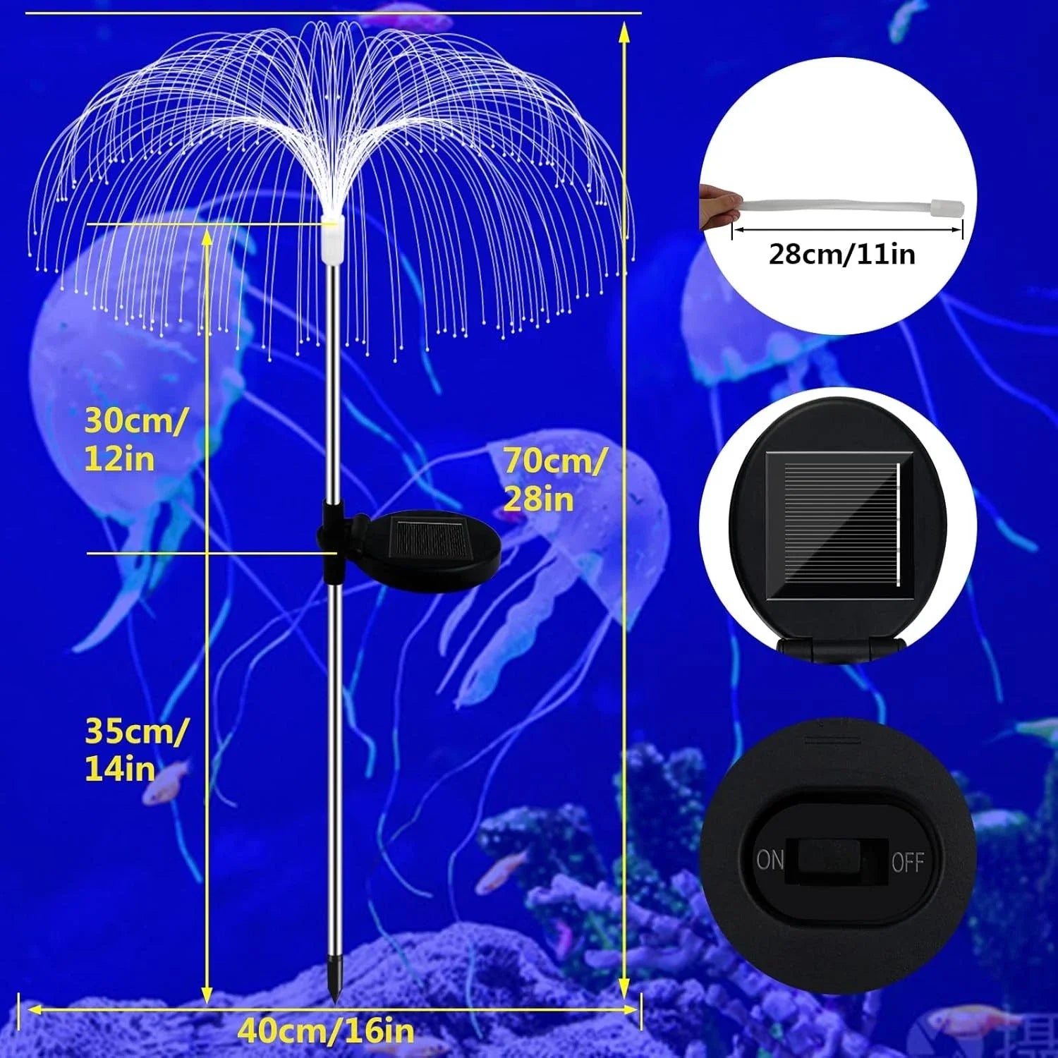 2/4 Solar Jellyfish Lights Color Changing Outdoor Patio Lawn White