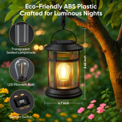 Solar Lantern Hanging Lights Black LED Outdoor Patio Garden Decor