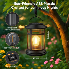 Solar Lantern Hanging Lights Black LED Outdoor Patio Garden Decor