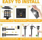 Black Solar Pathway LED Outdoor Garden Lights Cold White