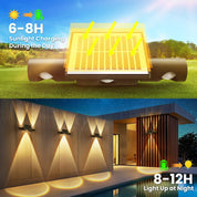 LED Solar Fence Lights Black IP65 Outdoor Wall Garden Decorative Lamps