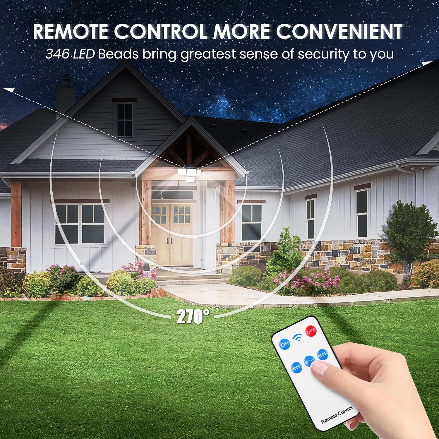 346 LED Solar Motion Sensor Wall Light Outdoor Security Lamp Black