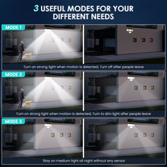 346 LED Solar Motion Sensor Wall Light Outdoor Security Lamp Black