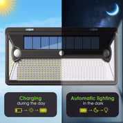 360 LED Solar Wall Light Black Dual Motion Sensor Outdoor Security Lamp