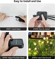 2PCS Solar Firefly Lights Outdoor LED Garden Pathway Decor – Black