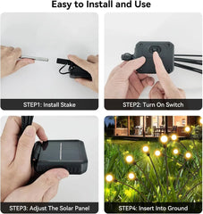 2PCS Solar Firefly Lights Outdoor LED Garden Pathway Decor – Black