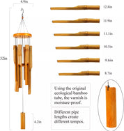 30" Classic Brown Bamboo Wind Chime – Handcrafted Wooden Zen Garden Decor