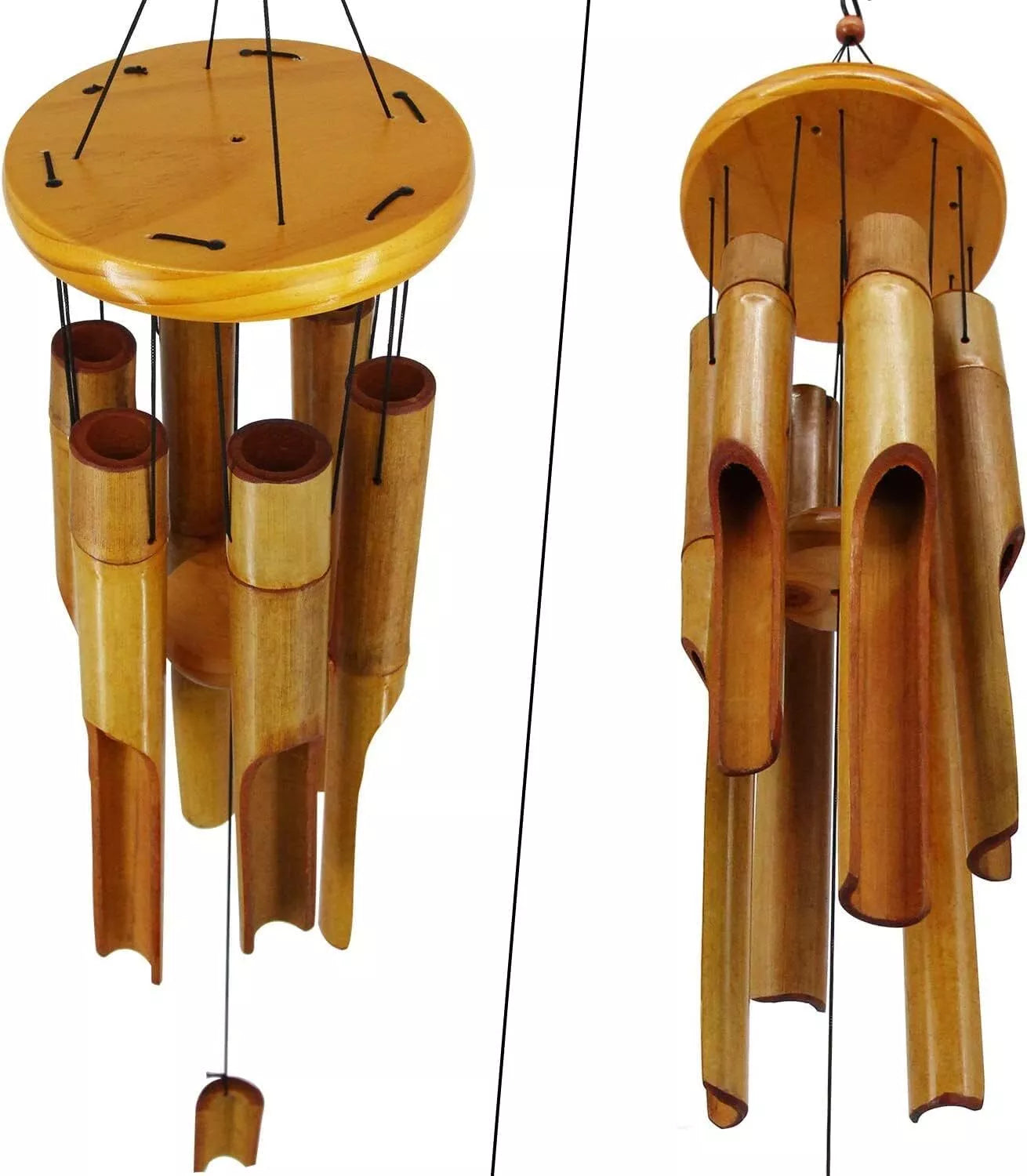 30" Classic Brown Bamboo Wind Chime – Handcrafted Wooden Zen Garden Decor