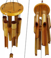 30" Classic Brown Bamboo Wind Chime – Handcrafted Wooden Zen Garden Decor