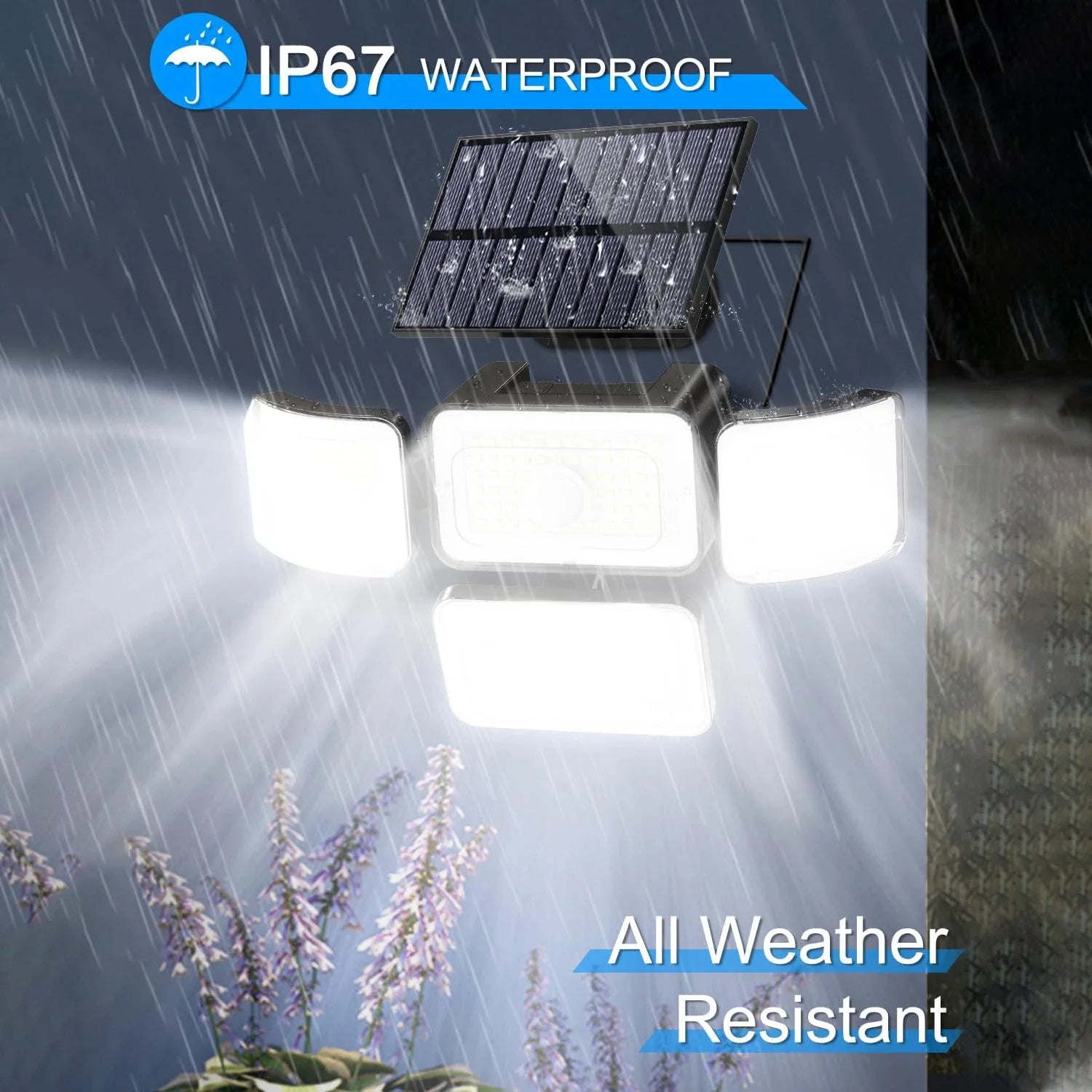 LED Solar PIR Motion Sensor Wall Light Black Outdoor Garden Lamp