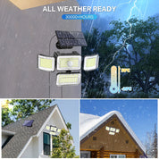 LED Solar PIR Motion Sensor Wall Light Black Outdoor Garden Lamp