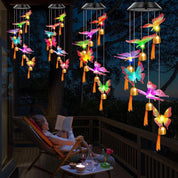 Solar Power Butterfly LED Wind Chime – Color Changing Garden Light