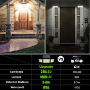 3 Head LED Solar Motion Sensor Wall Light Outdoor Waterproof – Black