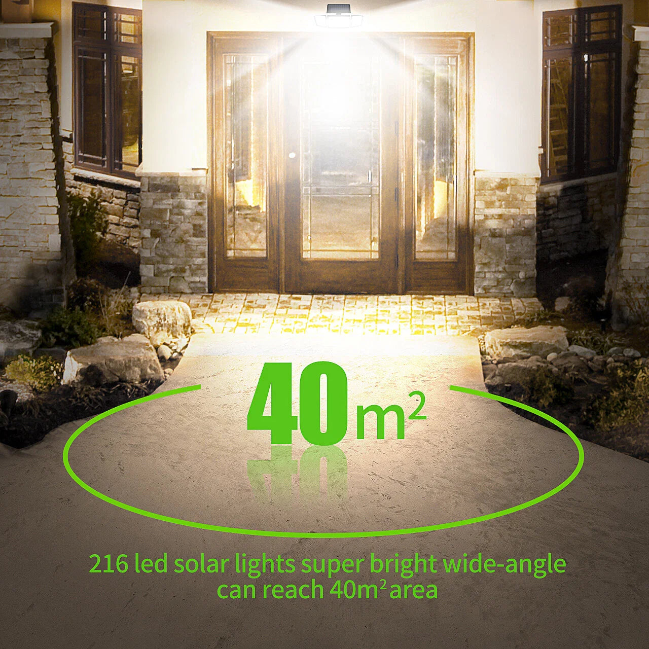 3 Head LED Solar Motion Sensor Wall Light Outdoor Waterproof – Black