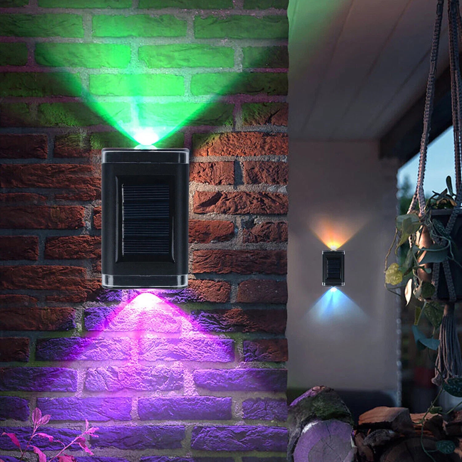 Colourful Solar Powered Black LED Wall Garden Lights 1-8PCS