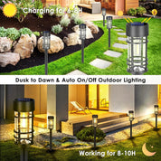 4 Pack Black Solar Pathway Lights Outdoor LED Garden Waterproof
