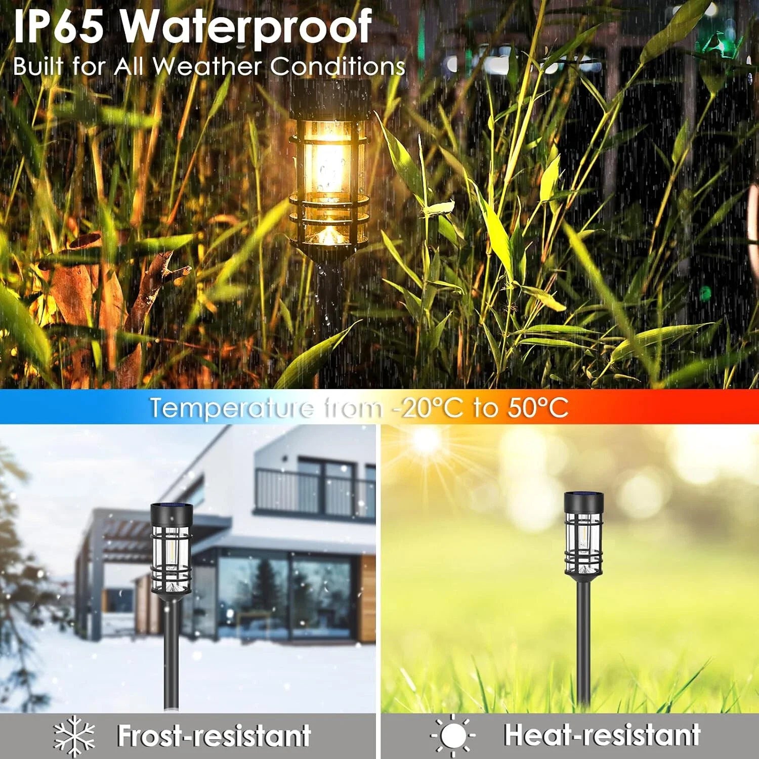 4 Pack Black Solar Pathway Lights Outdoor LED Garden Waterproof