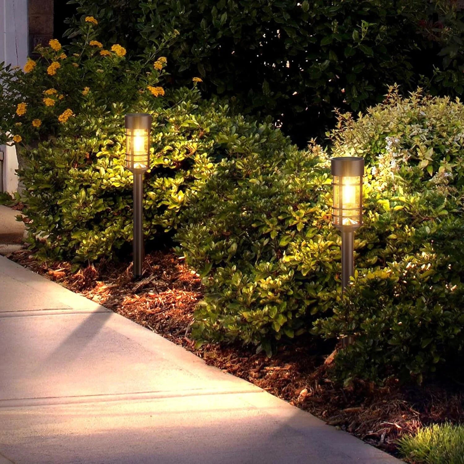 4 Pack Black Solar Pathway Lights Outdoor LED Garden Waterproof