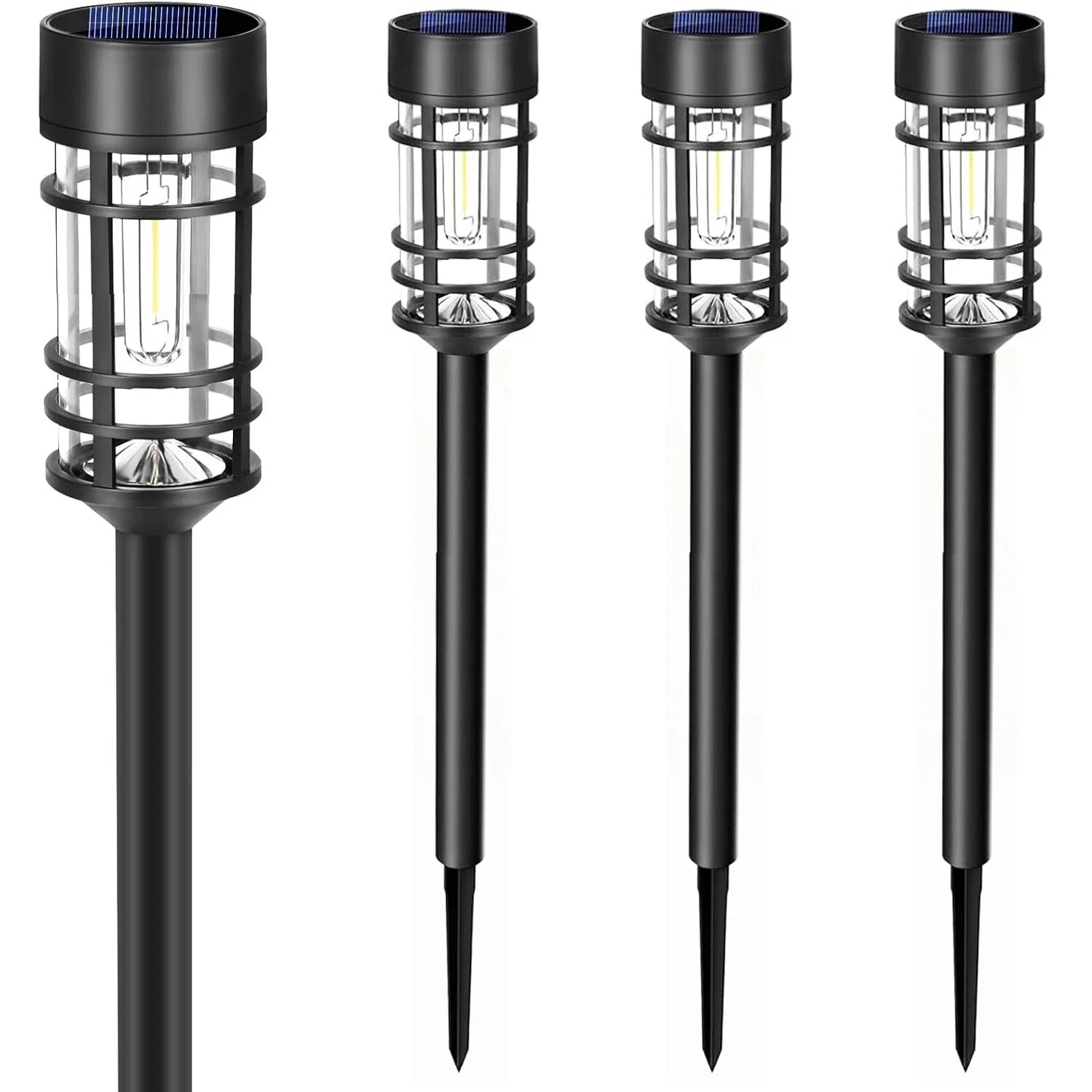 4 Pack Black Solar Pathway Lights Outdoor LED Garden Waterproof