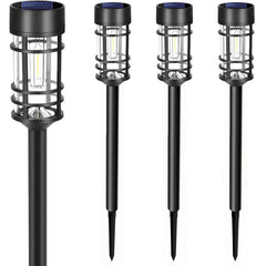 4 Pack Black Solar Pathway Lights Outdoor LED Garden Waterproof