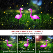 Flamingo Solar Stake Lights Outdoor Garden Pathway Lamp Black