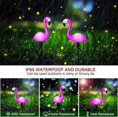 Flamingo Solar Stake Lights Outdoor Garden Pathway Lamp Black