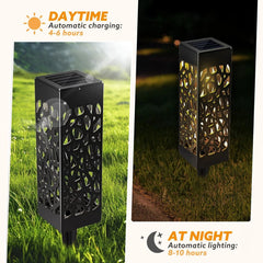 4-Pack Black Solar Pathway Lights Outdoor Garden Walkway LED