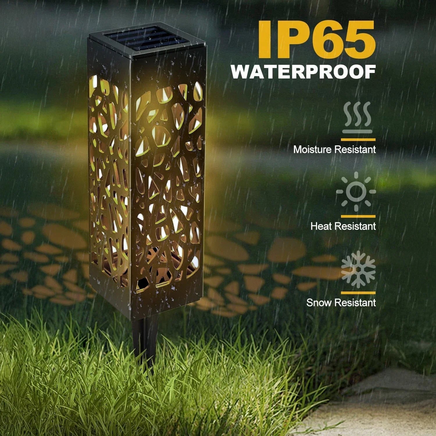 4-Pack Black Solar Pathway Lights Outdoor Garden Walkway LED